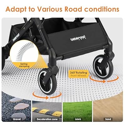 X2 Pet Stroller, Dog Cat Stroller for Small Pets, Equipped with Detachable & One-Click Folding Carrier, Waterproof Pad & Sunshade Canopy,Black