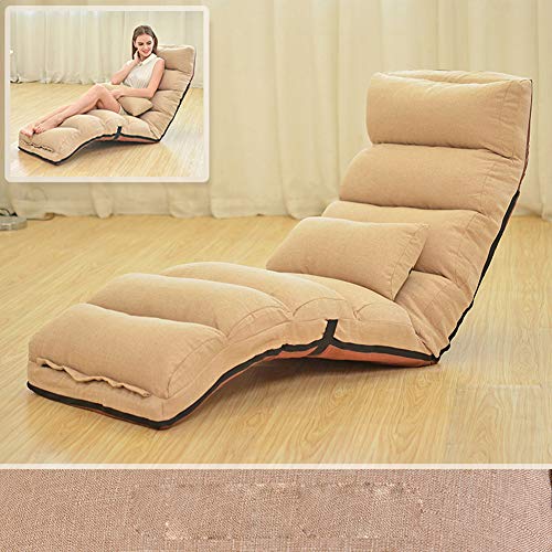 LYAID Portable Back Support Floor Chair Pink Adult Meditation Seminar Read TV Watch Game Fully Assembled, Folding Adjustable Floor Lounger Sleeper,C
