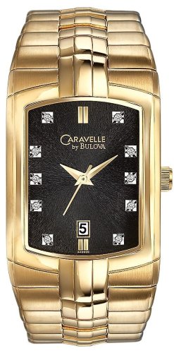 Caravelle by Bulova Men's 44D000 Diamond Accented Black Dial Watch