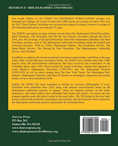An Index To Oxfordian Publications: Including Oxfordian Books And Selected Articles From Non-Oxfordian Publications #TOP1
