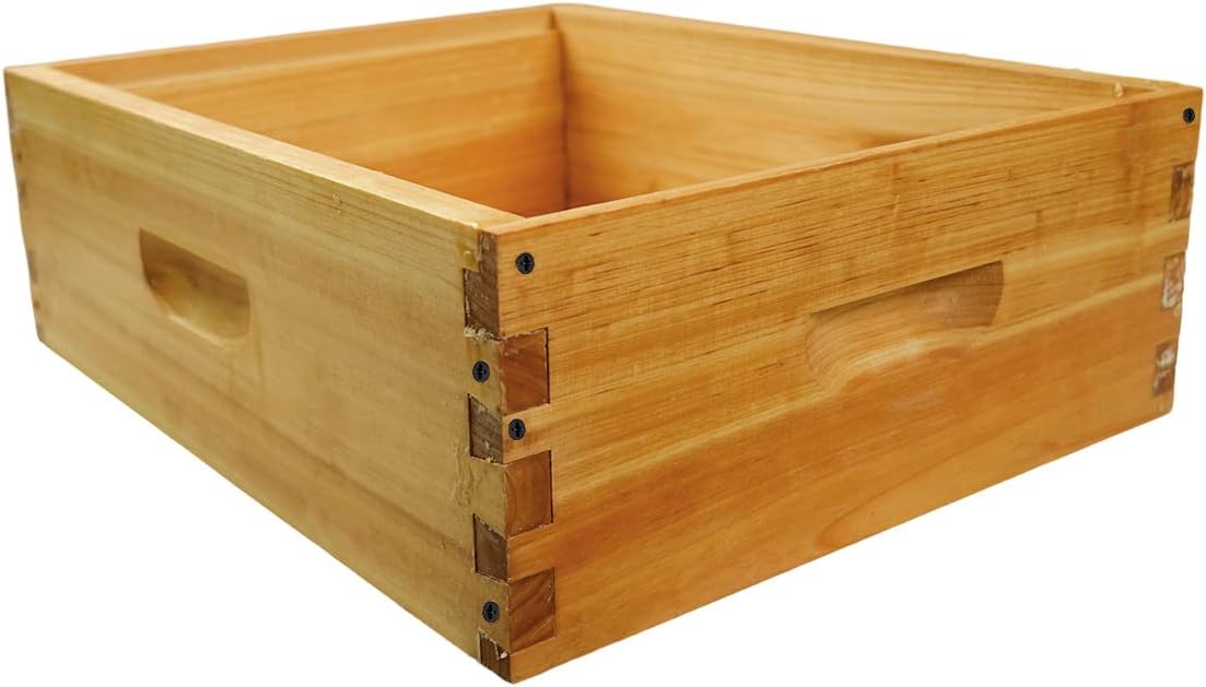 Beeswax Coated 10-Frame Langstroth Deep Brood Box, Bee Hives Box Beekeeping Hive Parts - Unassembled Beehive Body (No Frames/Foundations), 19-7/8" L x 16-1/4" W