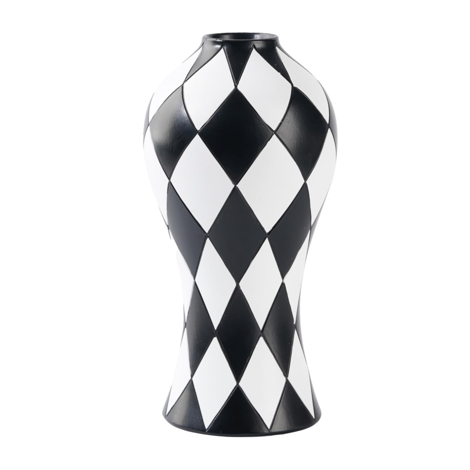 Vase noir et blanc en résine au design chic pour décoration de table