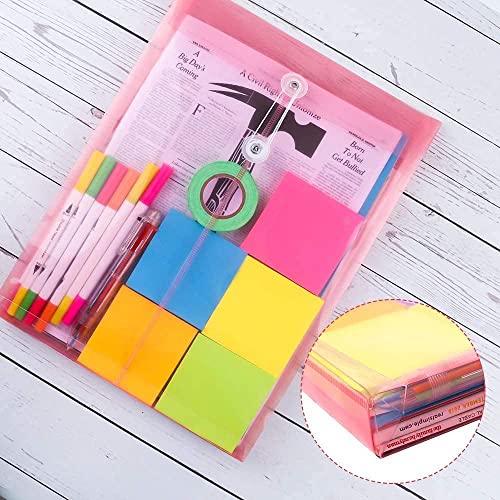 Image of 5 Pack A4 Legal Top Opening Document File Bag,Colored Envelope Holder Storage Case,Snap Button Organizer,My Clear Plastic Container (Pack Of 5 Multi Colors)