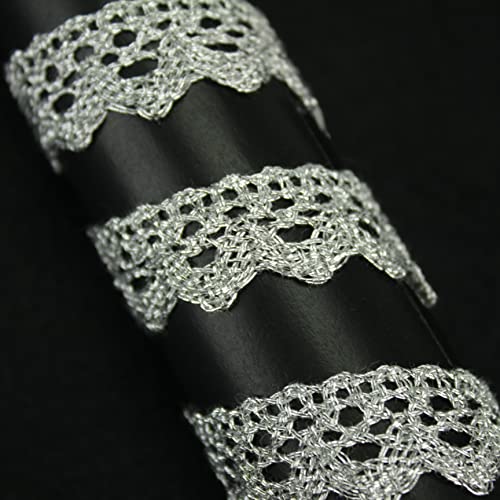 RIBETE PUNTILLA DE BOLILLO MECÁNICO EN HILO METALIZADO SERIE GRANADELLA, ANCHO 17mm (PLATA, 5)