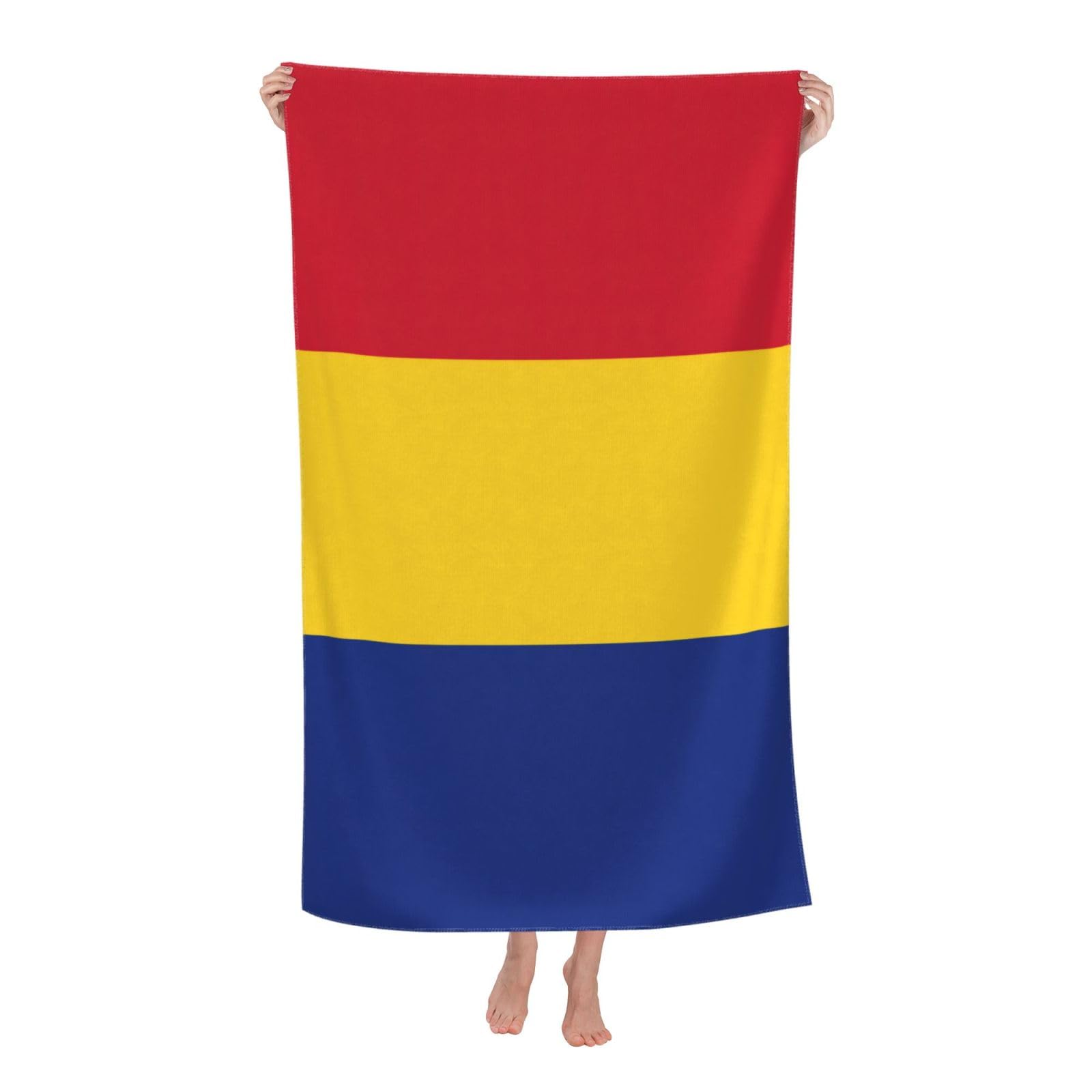 pojknbv Flag Of Romania Print Oversized Adult Beach Towel Quick-Dry Comfortable Lightweight Travel Pool Camping