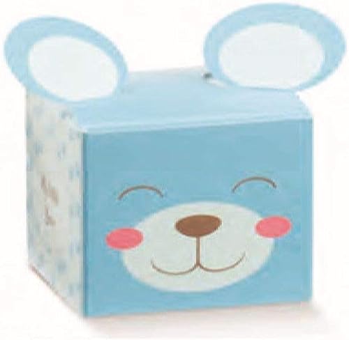 Formoso Bonbonnière boîte cube pour dragées, ourson, bleu clair, 5 x 5 x (h) 5 c