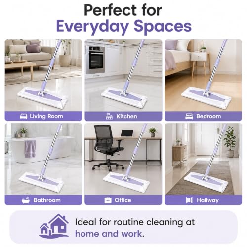 Image of Tissue Mop for Floor Cleaning | Disposable Dry & Wet Flat Mop with Extendable Handle | Suitable for Tile, Marble, Hardwood & Laminate Floors