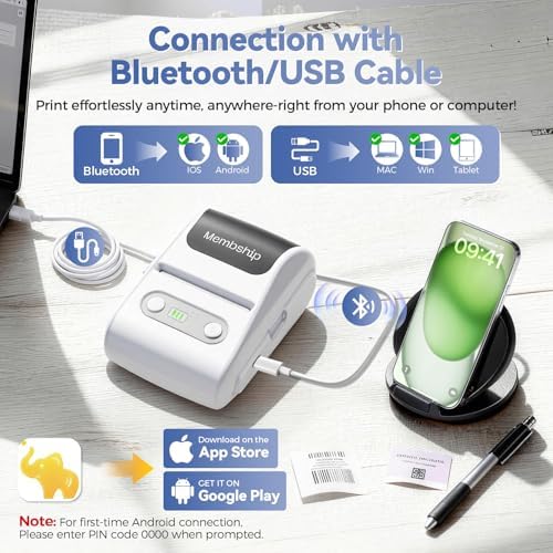 P1 Bluetooth Label Maker Machine with Tape,Portable Label Printer with 4 Rolls Labels((3 White, 1 Blue, 1 Pink), Inkless Labeler for Home, Kitchen, School, Office Organization — 사진 4