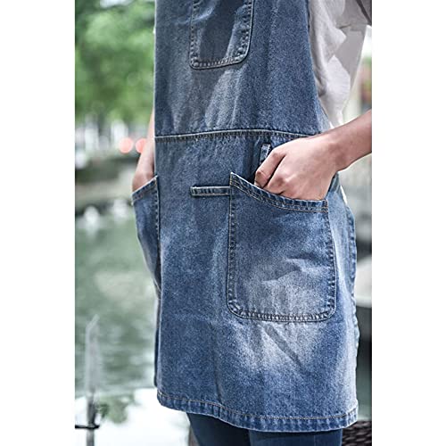 Grembiule in Denim Blu, Grembiule per lavori Artigianali, Pittura, Pasticceria, Cucina, Abbigliamento da fiorista, Barista, Abbigliamento da Lavoro