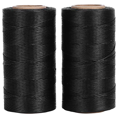 2 rollos de hilo encerado para coser cuero, hilo plano encerado para encuadernación y costura a mano, herramienta para manualidades en cuero miniatura 1