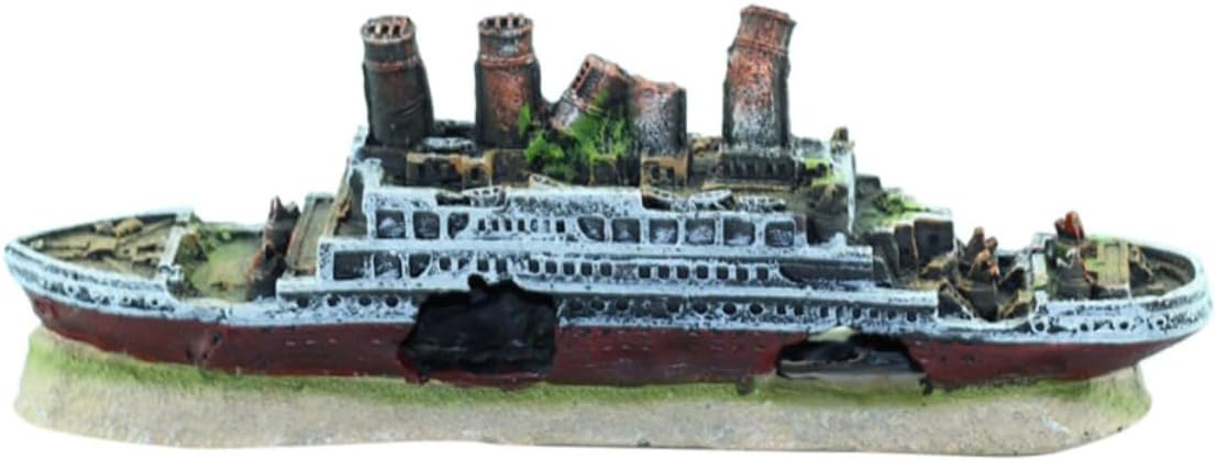 Housoutil Ship with Fish Tank Ornament Ship for Aquariums Aquarium Artificial Sunken Ship Aquarium Ship Pirate Ship Decorate Decorations Shipwreck