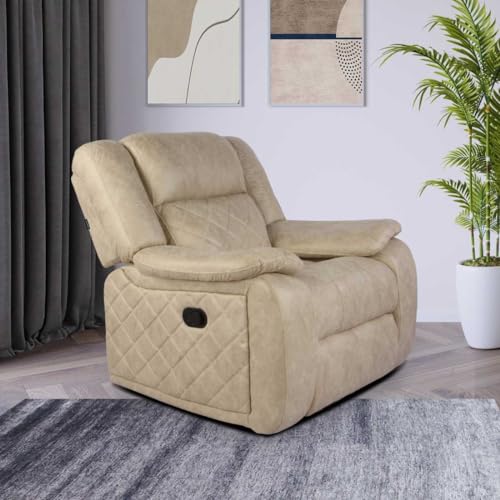 Image of Primrose Christie Single Seater Manual 1R Recliner Sofa | Recliner for Living Room Bedroom & Home Office (Beige)