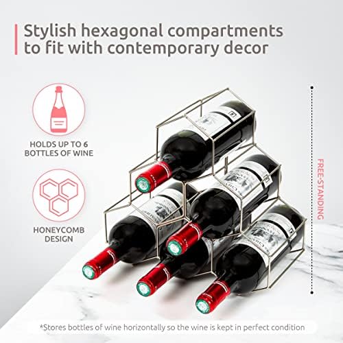 Compactor 6 Bottle Wine Holder Rack, Silver