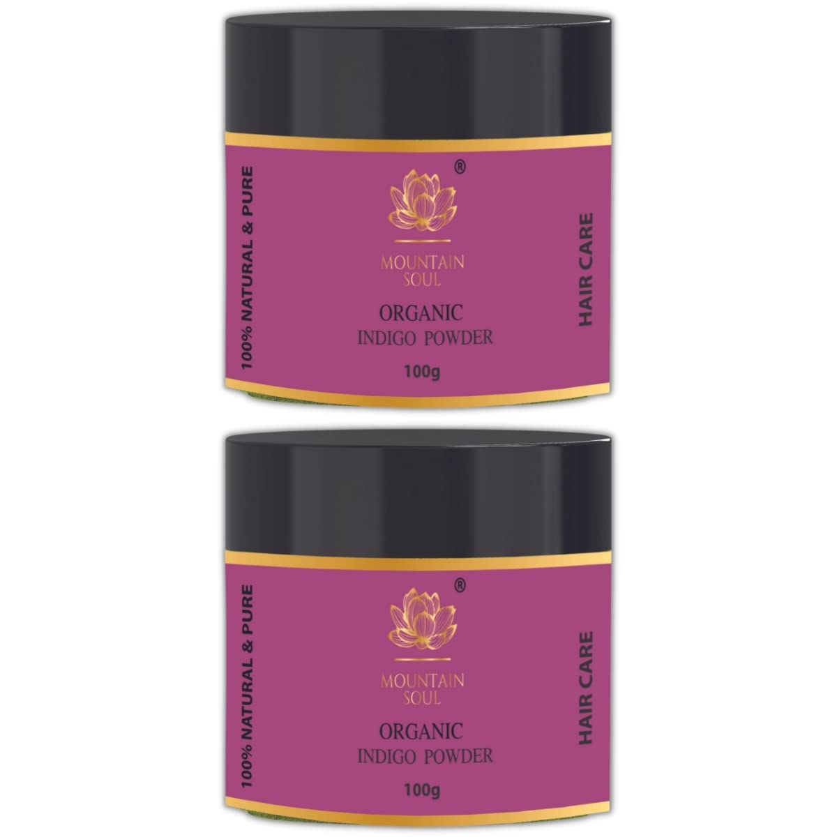 Mountain Soul Organic Indigo Powder For Black Hair Color 100GM Pack of 2