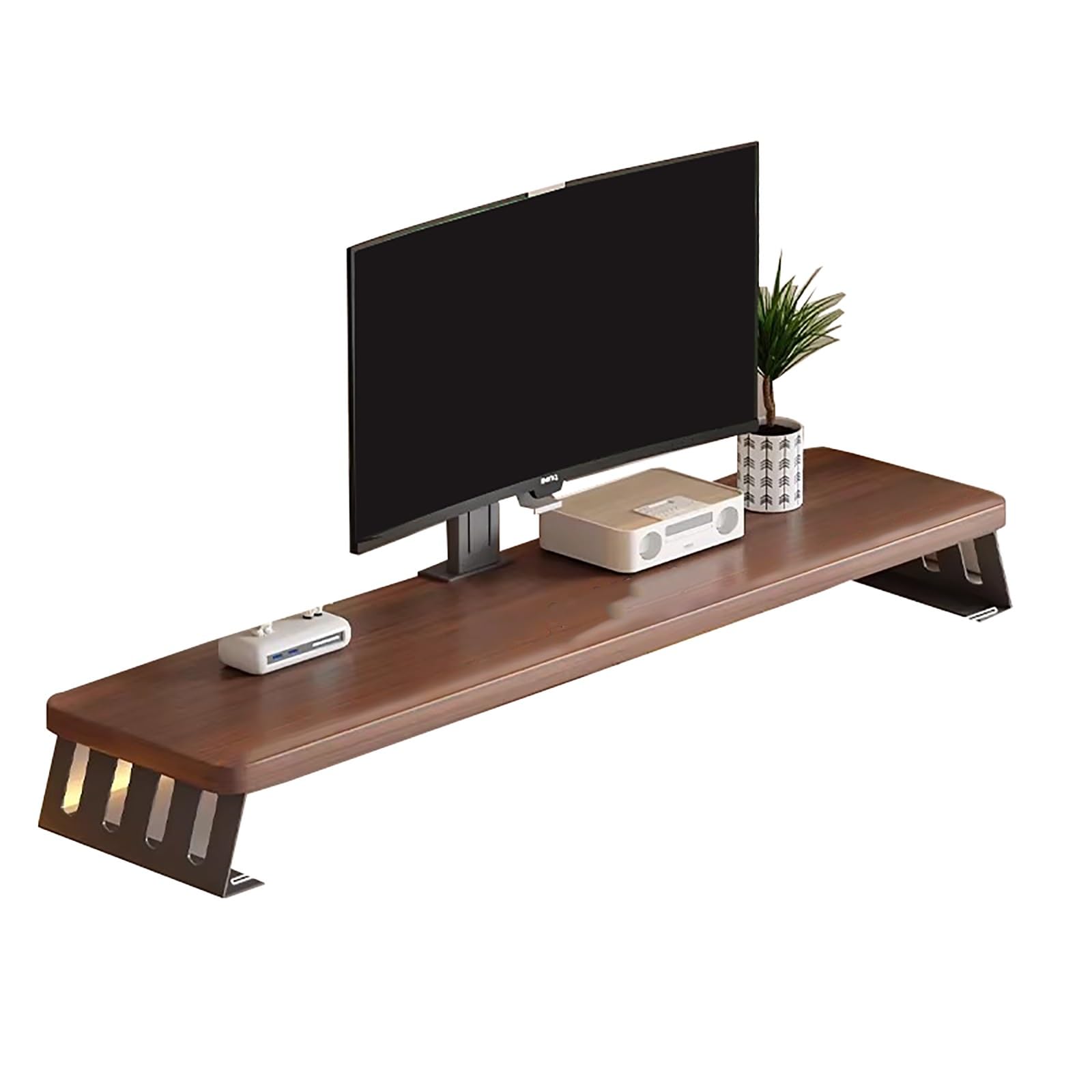 Podstawka pod monitor z miejscem na biurko na klawiaturę i mysz Oszczędność miejsca na biurku dla biura(Brown,60cm)
