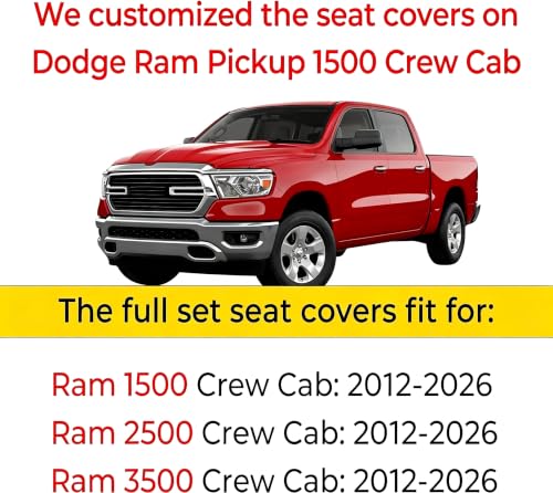 Housse de siège camion Dodge Ram 1500 à 3500 noir imperméable 2002-2025