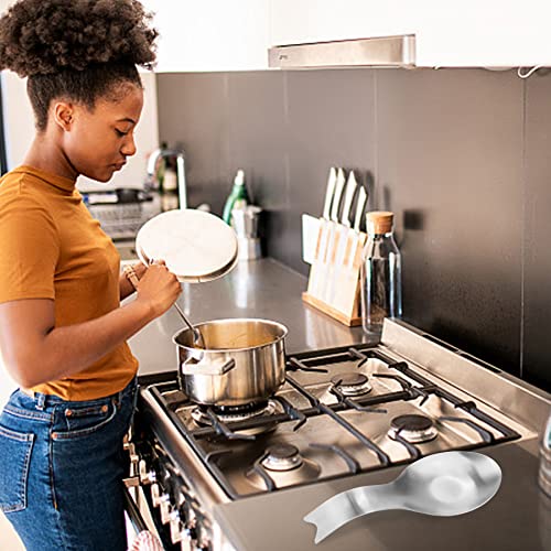Image of Stainless Steel Spoon Rest, Spatula Ladle Holder, Stainless Steel Utensil Spoon Rest Holder, Brushed Finish, Dishwasher Safe 3.8 x 9.4 Inch (Fish Shape Silver Color 1PC)
