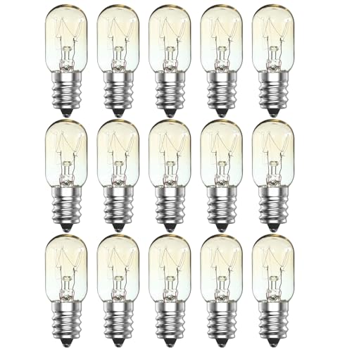 15 Pack Salt Lamp Bulb, Small Screw E14 20W Bulb <300°C Dimmable Incandescent Bulbs Pygmy Bulb for Oven Light Bulb, Himalayan Salt Lamp Light Bulbs, Lava Lamp