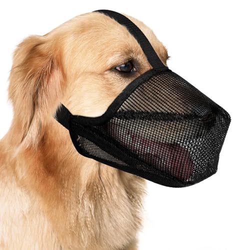 Amexo Maulkorb für Hunde, Weicher Netzmaulkorb für Kleine, Mittelgroße und Große Hunde, Verstellbare Welpenmaulkörbe zum Auffangen von Beißen, Lecken und Kauen, Ermöglicht Hecheln und Trinken (XS)