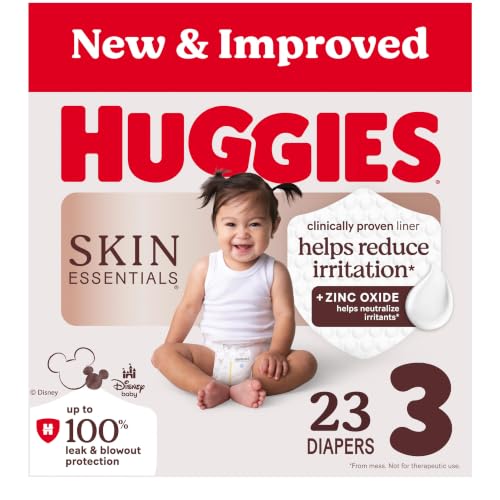 Huggies Size 3 Diapers Skin Essentials Baby Diapers Size 3 (16-28 lbs) 23 Count Packaging May Vary