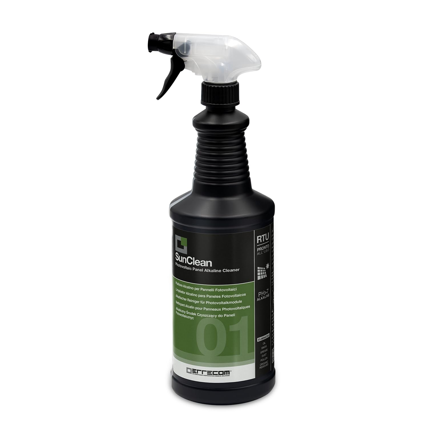Errecom SunClean, Alkaline Cleaner for Photovoltaic Panels, Ready-to-Use, 1 L Spray Bottle