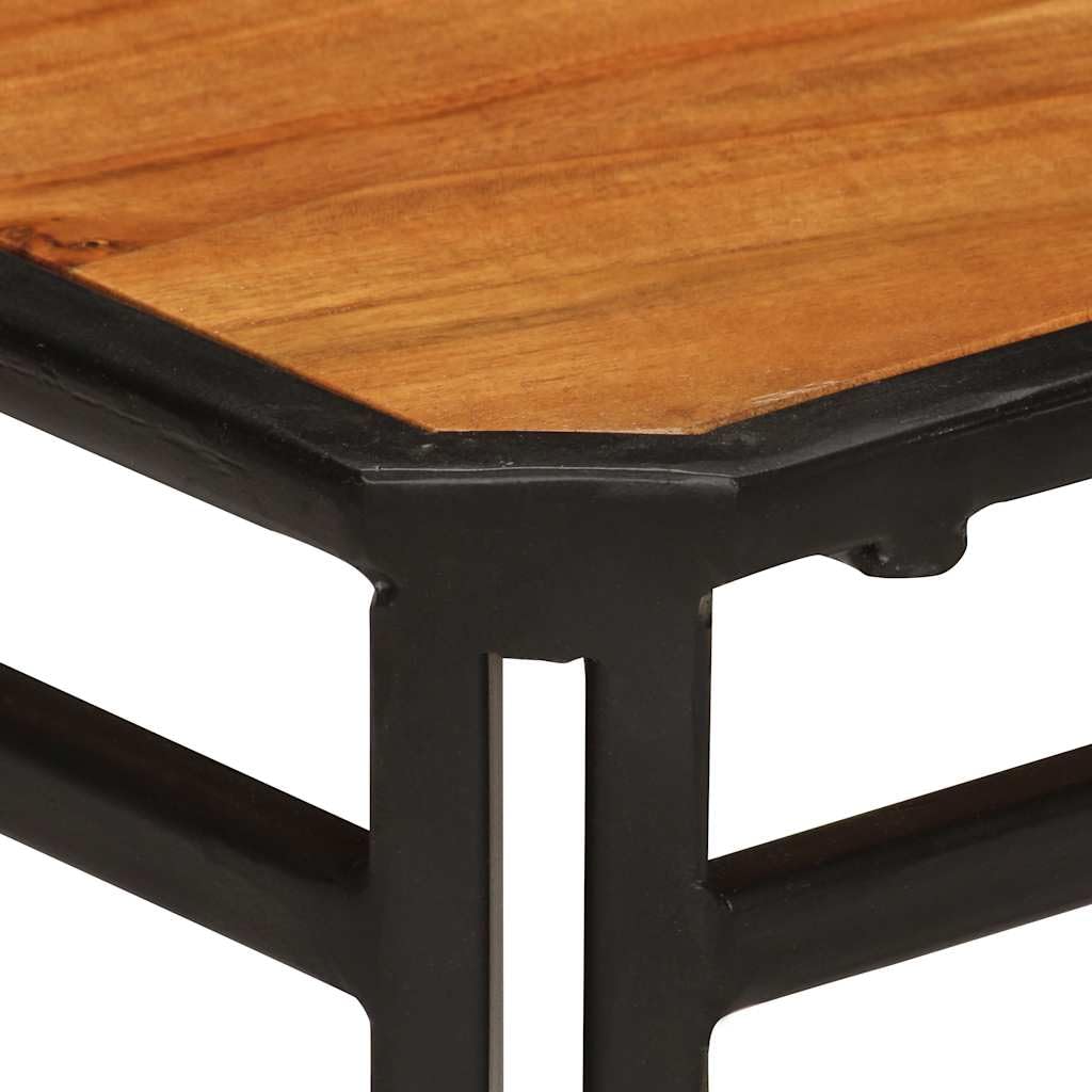 Juego de 4 sillas de comedor de madera maciza de acacia marrón, 43 x 43 x 90 cm | Estructura de acero, altura del asiento 45 cm, pulido y lacado, ya montado