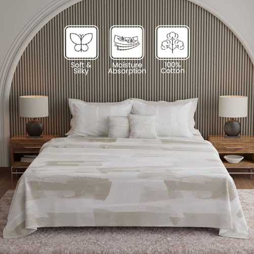 Image of BOUTIQUE LIVING Luxe Loom Weavers Gallore 100% Cotton 600 TC Grey Abstract King Bedsheet Set