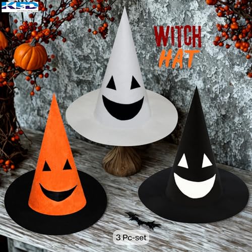 Image of Kaku Fancy Dresses Witch Hat for Girls, Witch Costume Accessory for Halloween Party Prop Multicolor Witch Hat