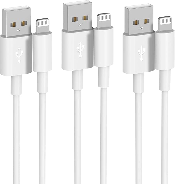 PEAPOLET iPhone Charger Cable, Lightning Cable [Apple MFi Certified] USB to Lightning Cable Fast Charging Cable for iPhone14 13 12 11 Pro Max XS XR X 8 7 6 Plus 5 iPad and iPod(3.3ft+3.3ft+3.3ft)