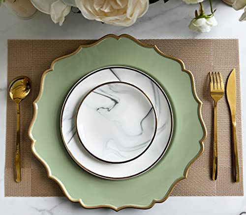 Henilosson Green Charger Plates Gold Trim - Classic Plate Chargers For Dinner Plates - Set Of 6 Dinner Chargers（6，Green） #TOP3