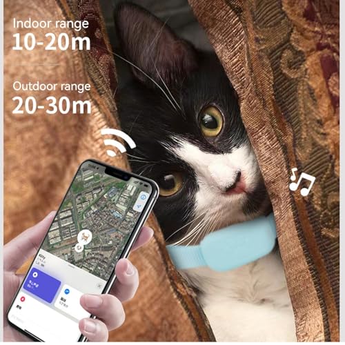 GPS Tracker Katze, Mini GPS Tracker für Hund, Verstellbarer Halsband, Kompatibel mit iOS und Android, Bluetooth Haustier Locator Wasserdicht (A).