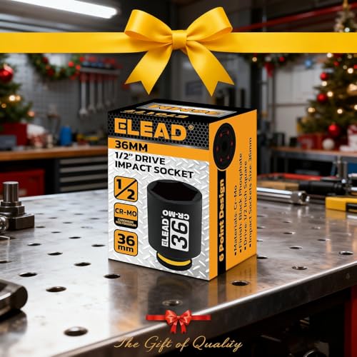 Image of ELEAD 36mm Socket 1 /2 inch Drive Deep Impact Socket, Metric 6 Point 1 /2-inch Drive Impact Axle Nut Sockets, CR-MO Nut Socket Set, Oil Filter Sockets, Tools for Easy Removal of Axle Shaft Nuts