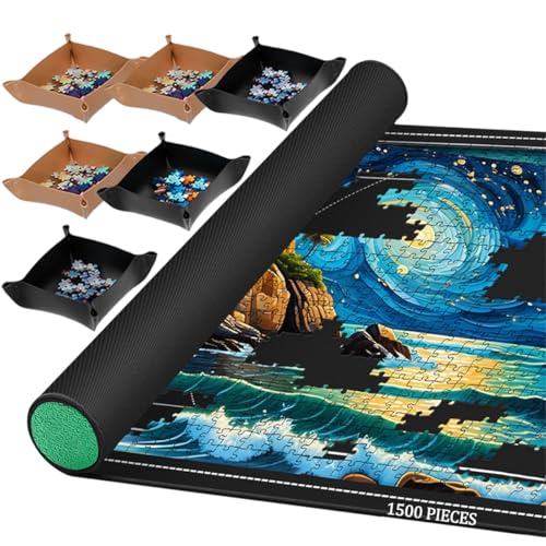 Puzzlematte 1500 1000 Teile Puzzle Matte Roll Puzzleunterlage Puzzlemappe Puzzlerolle Mat Storage Accessories für Erwachsene Jigsaw Puzzle Mat Roll Up