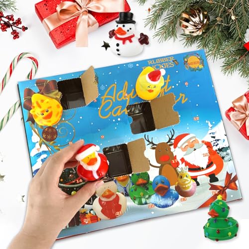 Audasi 24 Pcs Christmas Rubber Duck Advent Calendar, Rubber Ducks Bath Toys 24 Days Christmas Countdown Calendar Novelty Ducks Creative Christmax Gifts for Kids Party Favors Birthday Gift - Image 2