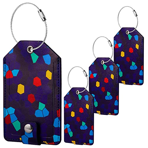 Beinou Kofferanhänger Koffer Tag 4 Stück Gepäckanhänger Leder Kofferetiketten Kofferschilder ID Etikett mit Adressschild Namensschild Luggage Tags für Reisezubehör Cover