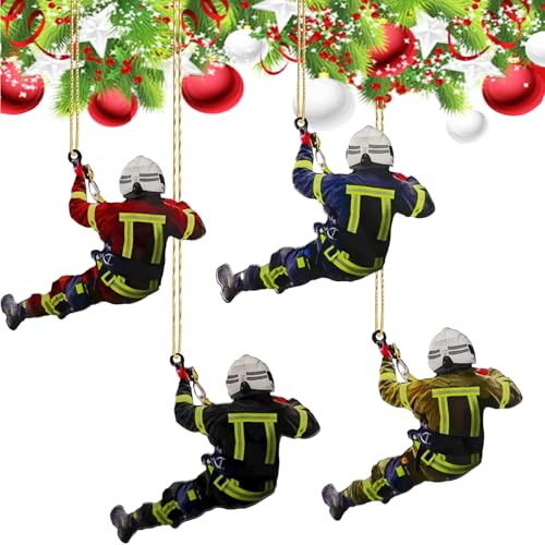 Feuerwehrmann Weihnachten Deko 4 Stück, Feuerwehrmann...
