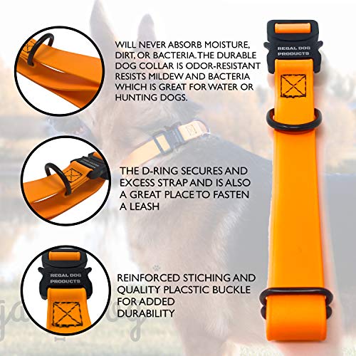 Regal Dog Products Custom Fit Orange Dog Collar With High Strength Military Buckle And Heavy Duty D Ring – Odor-Proof, Waterproof Dog Collars For Small, Medium, Large, Or Xl Dogs #TOP3