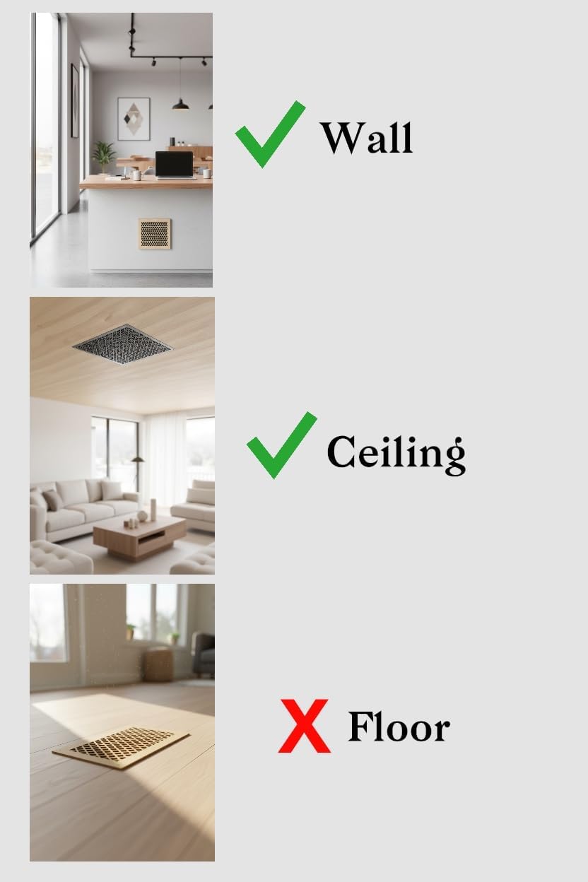 Vent Cover for Walls and Ceiling 1/4" Thick Lasered MDF Custom Sizes and Patterns Wall and Ceiling Register Ventilation Cover