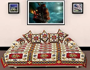 Kuber Industries 8 Piece Cotton Diwan Set - Multicolour