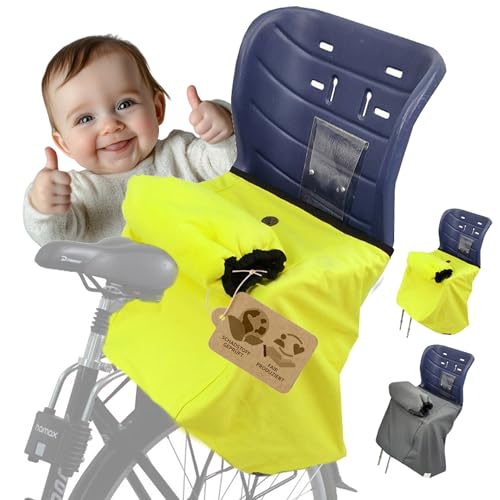 BambiniWelt by Rafael K. Calentador de piernas para niños, cubrepiernas para asiento de bicicleta, saco de dormir Römer con manguito de microforro polar, resistente al viento y al agua (amarillo)