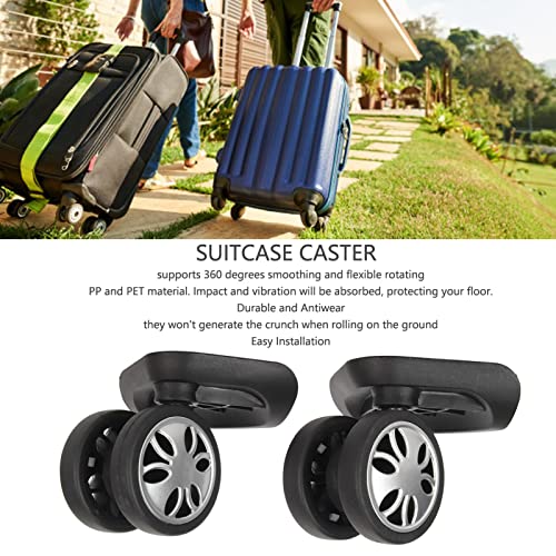 2 Pcs 360 Swivel Luggage Wheels Replacement, Travel Suitcase Silent Wheel Repair Set, Easy Installation Wheel with Screw Mute Bearings Repair Set for Luggage2