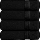 700 GSM Premium Salon Towels 4 Pack(16 X 28 inches) – Bleach Proof Black Cotton Hand Towels for Hotel & Spa Maximum Softness and Absorbency by Utopia Towels