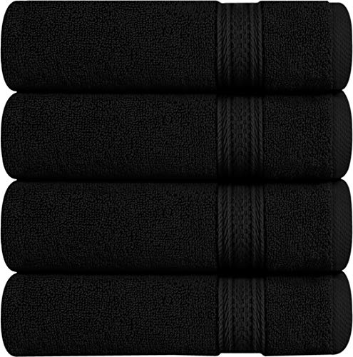 Utopia Towels Cotton Hand Towels, 4 Pack Towels, 700 GSM, Bleach Proof Black