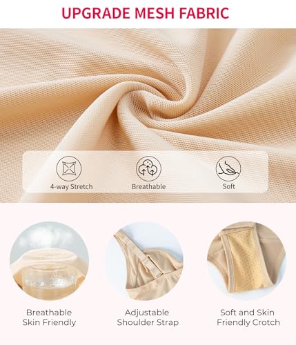 Gotoly Shapewear for Women Tummy Control Bodysuit Faja Body Shaper Waist Trainer V Neck Body Suit with Built in Bra(Beige,XX-Large)
