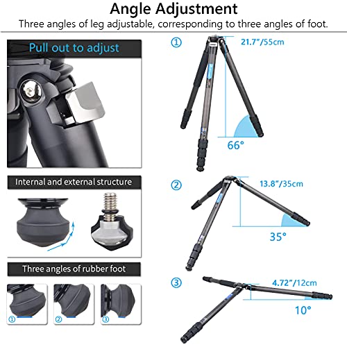 Tripé de câmera de fibra de carbono, tripé de viagem, tripé ARTCISE resistente, tripé de viagem prof