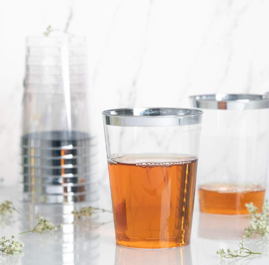 8oz Tumblers Silver Rim, Case of 384 (24 packs x 16)