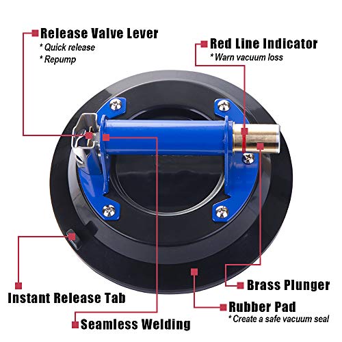 Imt 10" Glass Suction Cup Vacuum Glass Lifter With Metal Handle And Brass Pump, Heavy Duty Vacuum Lifter For Granite & Glass Lifting Window Replacement, 265Lbs Load Capacity With Free Carrying Case #TOP2