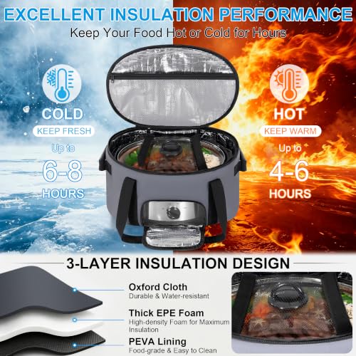 Image of Insulated Slow Cooker Carry Bag for 6-8 Quart CrockPot and Hamilton Beach