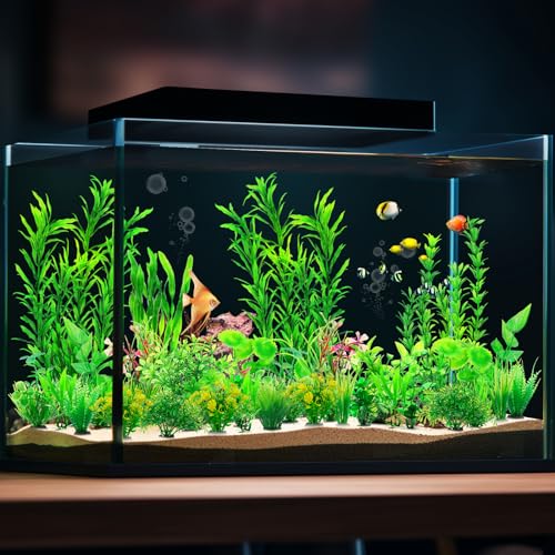 Image of CousDUoBe 30pcs Fish Tank Accessories Aquarium Decorations Green Plants, Fish Tank Decor, Aquarium Decor Plastic Plants