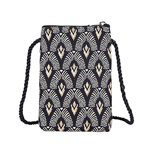 Signare Tapiz Mini bolso cruzado para teléfono, bolso de mujer para teléfono, bolso para teléfono móvil, bolso para teléfono inteligente, bolsa para teléfono inteligente (Art Deco - Luxor)